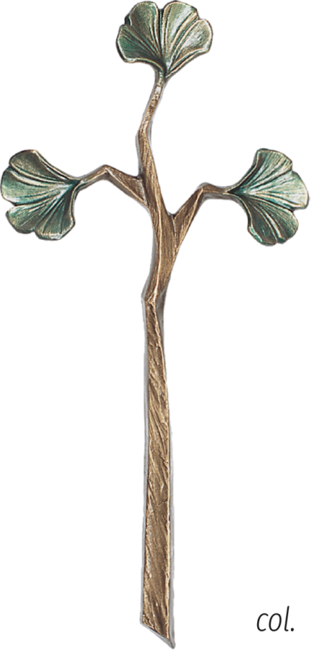 Cross with ginkgoleaves 17 x 8 cm coloriert