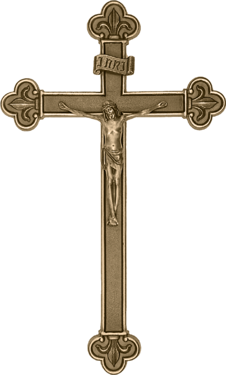 Baroque-cross with Christ Nr. 61047 22 x 13 cm bronzebraun oder antikgrün
