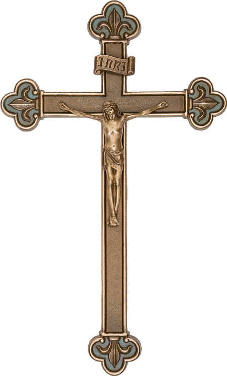 Baroque-cross with Christ Nr. 61047 22 x 13 cm bronzebraun oder antikgrün - Image 2