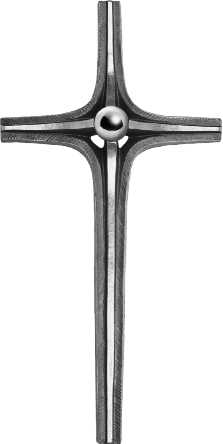 Kruis met roestvrij stalen kogel d = 4 cm 43 x 21 cm - Afbeelding 2