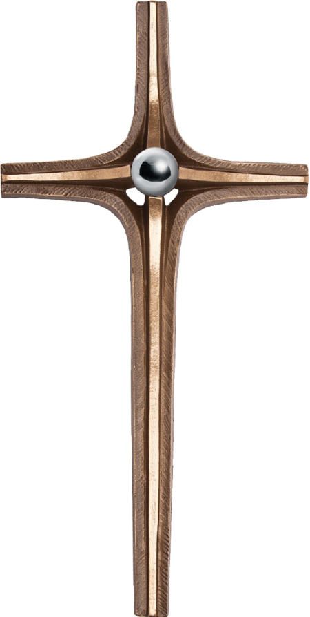 Kruis met roestvrij stalen kogel d = 4 cm 43 x 21 cm