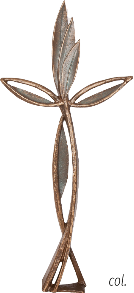 Leaf cross, double sided, freestanding 67 x 30 cm