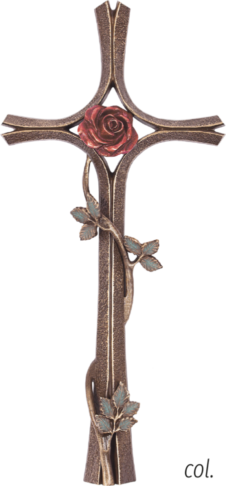 Standing cross with rose 40 x 18 cm