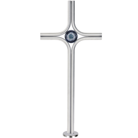 Standing cross with inlay Inlay blau, gelb, grün, L 65 x 30 cm