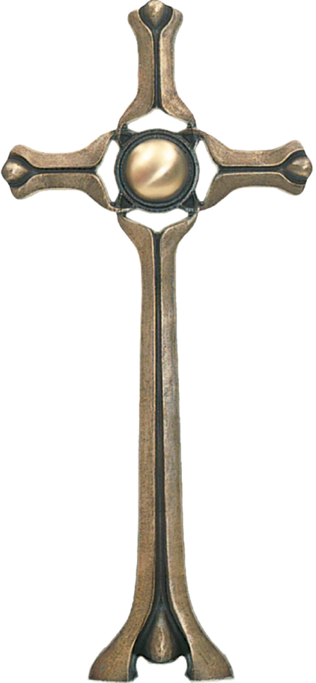 Staand kruis met metalen hemisfeer 55 x 26 cm K3-79207