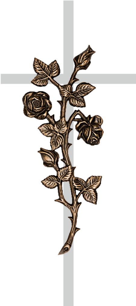 Croix avec rose assortie aux lettres h = ca. 20 cm