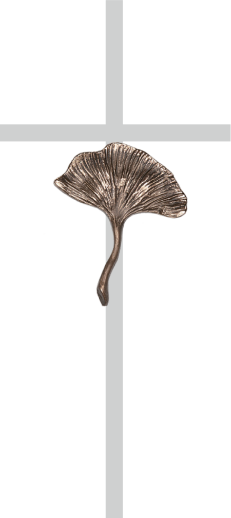 Kruis met ginkgoblad bij onze letters no. h = ca. 25 cm