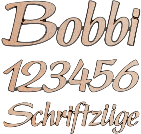 Letters aan elkaar/losse letters in lettertype no. 32001 "Bobbi" Oberfläch