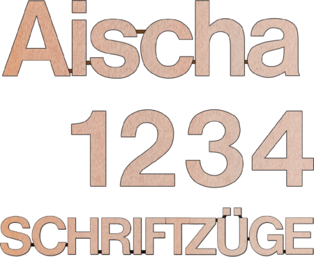 Letters aan elkaar/losse letters in lettertype no. 32005 "Aischa" . .