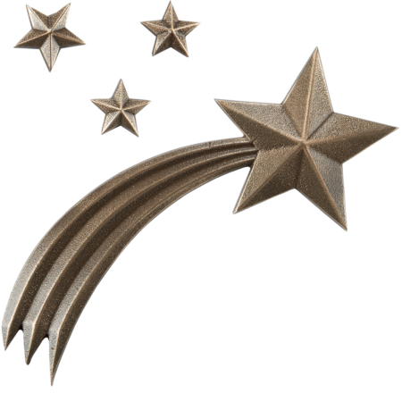 Étoile filante avec 3 étoiles 6 x 15 cm