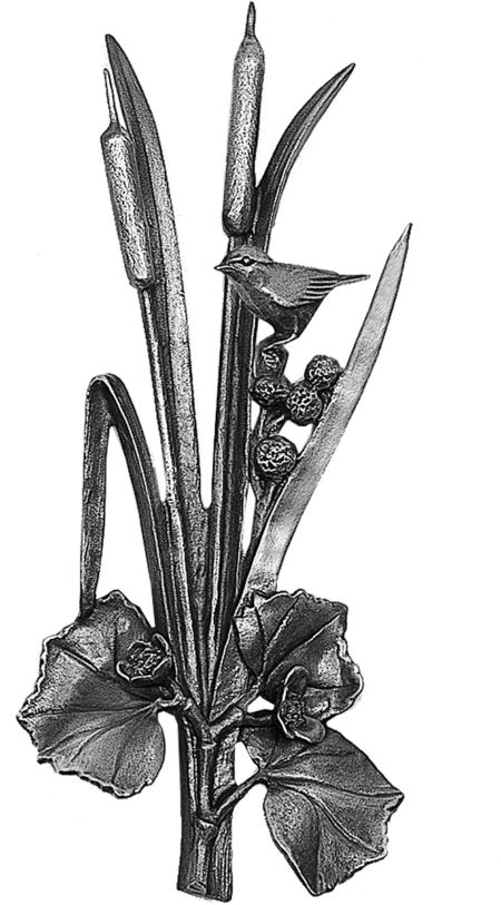 Kattestaart met moerasbloem en vogel 22 x 8 cm - Afbeelding 2