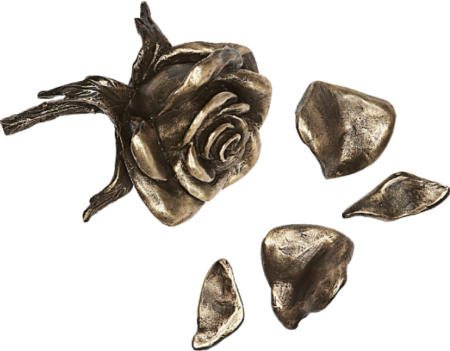 Rose avec feuilles, ronde bosse 10 x 9 x 6 cm