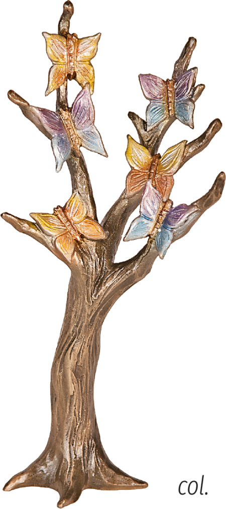 Arbre avec papillons coloré dégagé h = 24cm, 12 x 9 cm