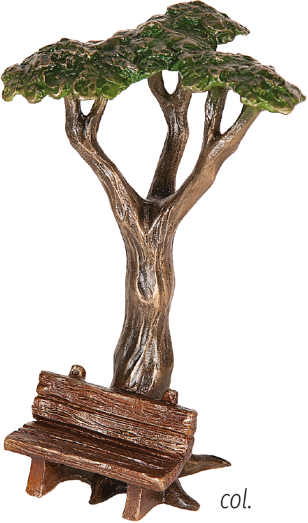 Arbre avec banc de repos, coloré dégagé h = 20 cm, 14 x 11 cm