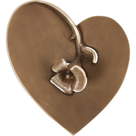 Hart met bloem 10 x 9 x 2 cm