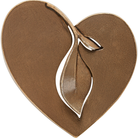 Coeur avec feuille 10 x 9 x 2 cm