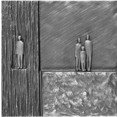 Plaquettes motief 18 x 18 cm Motiv: "Abschied" mit Figuren nach Wunsch - Afbeelding 2