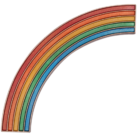 Arc en ciel, coloré détaché, double face 14 x 14 cm