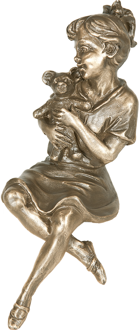 Sitting girl fully sculpted mit Teddy h = 22 cm, 10 x 10 cm