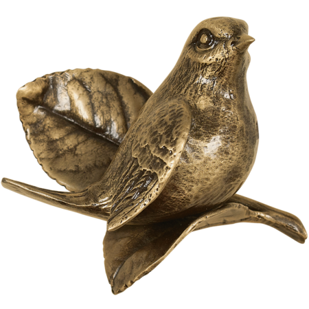 Oiseau sur feuilles, ronde bosse h = 9 cm, 8 x 5,5 cm