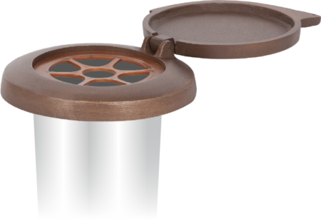 Vase escamotable avec couvercle intérieur et tube protectrice d = 12 cm, h =