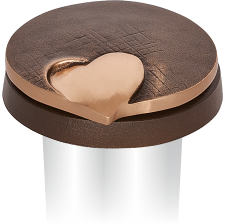 Vase escamotable avec couvercle avec coeur intérieur et tube protectrice h =