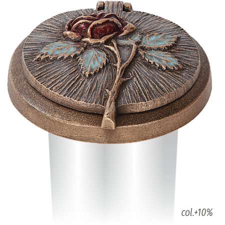 Vase escamotable avec couvercle intérieur et tube protectrice mit Rose d =