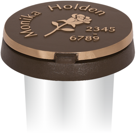 Vase-ring with lid with text container and protective container mit Text nac