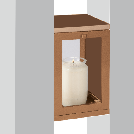 Lampe mittig zwischen 2 Stelen