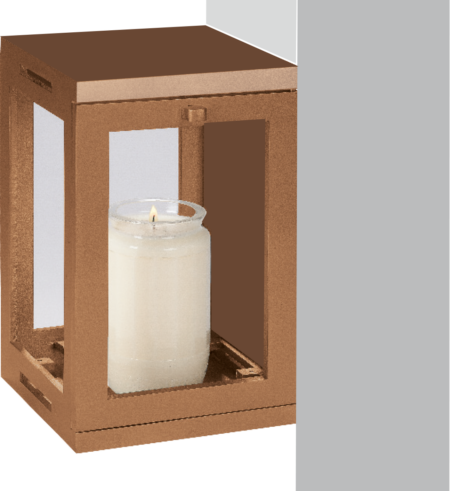 Lamp for left-hand installation h = 19 cm, 12 x 12 cm mit 3 Klarglasscheiben