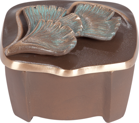 Holy water font with ginkgoleaves coloriert h = 7 cm, 11 x 11 cm
