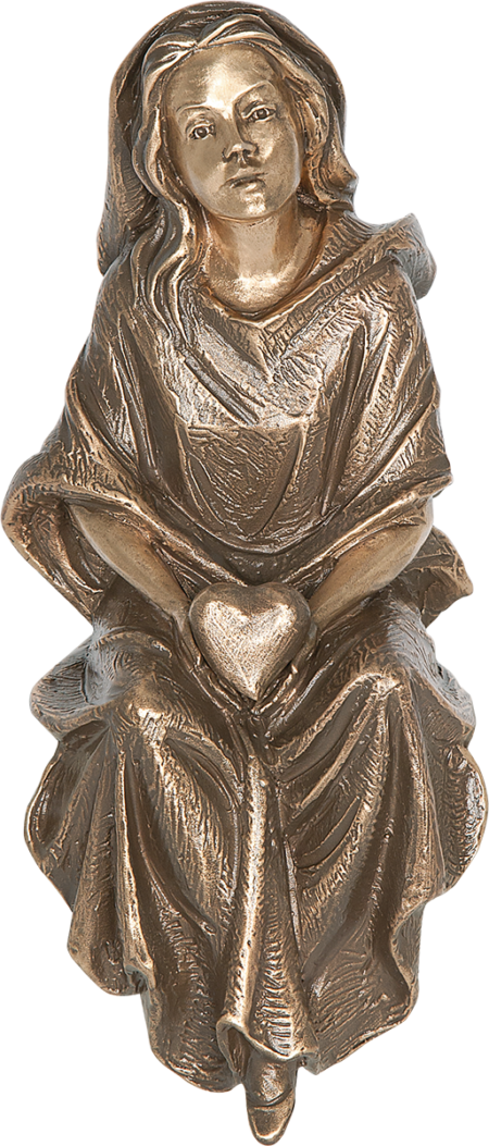 Sitting mourning lady with heart detached 25 x 12 x 13 cm