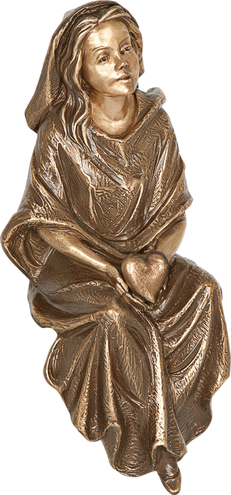 Sitting mourning lady with heart detached 25 x 12 x 13 cm - Image 2