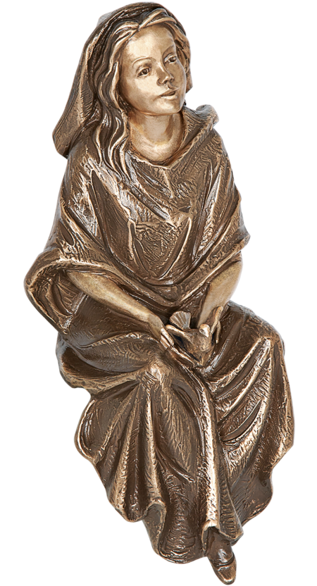 Pleureuse assise avec colombe ronde bosse 25 x 12 x 13 cm