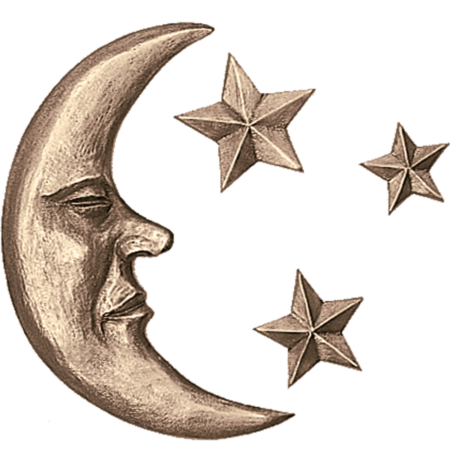 Lune avec 3 étoiles 8 x 5 cm