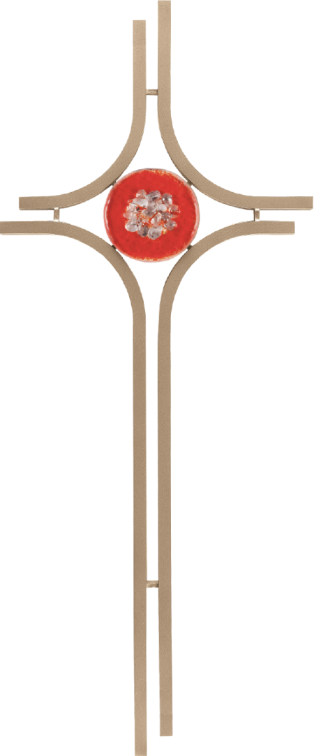 Cross with red or blue glass pane 40 x 18 cm - Image 3