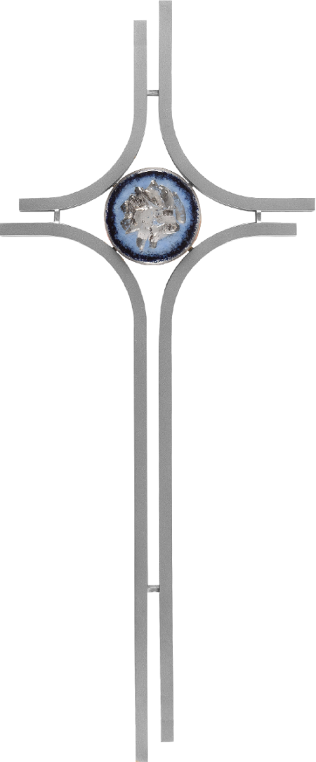 Cross with red or blue glass pane 40 x 18 cm - Image 4