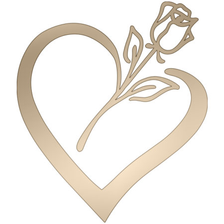 Heart with rose 13 x 11 cm