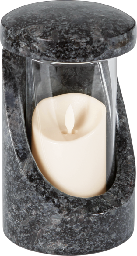 Lantern in granite with cylindrical glas ARUBA h = 21 cm, d = 12 cm - Image 2