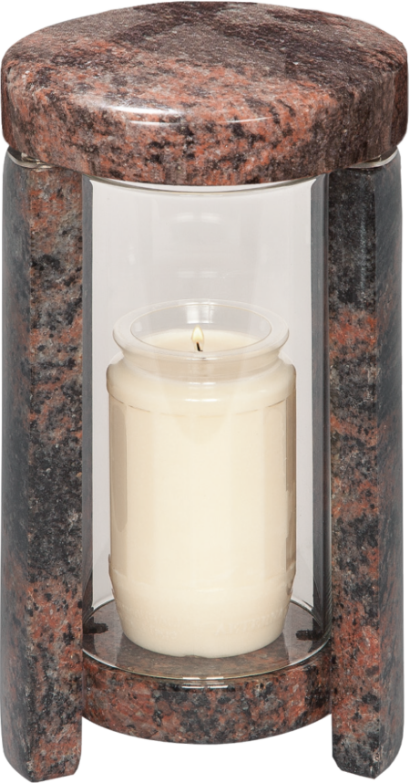 Lantern in granite with cylindrical glas ARUBA h = 22 cm, d = 12 cm