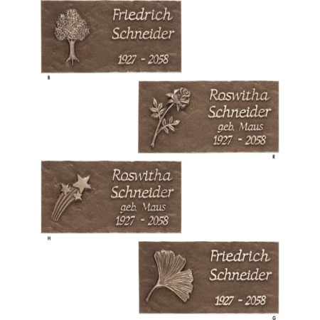 Plaque without rim 8 x 16 x 0,6 cm mit Motiv B, R, H, G Schriftart Mirando