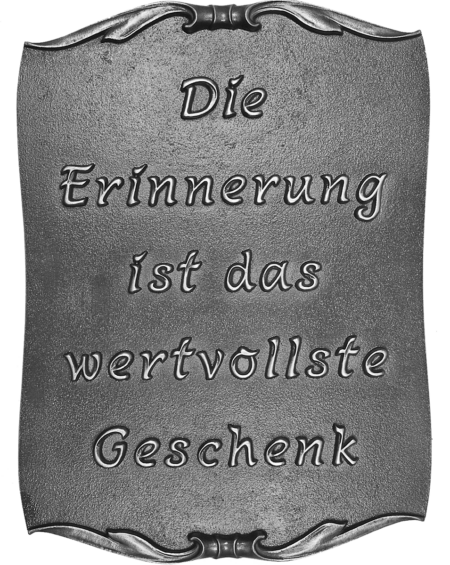 Gußtafel in Sonderform (M) mit Dekor oben und unten mit Text nach Wunsch Sc – Bild 2