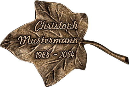 Feuille de lierre 12 x 9 cm links/rechts mit Name und Jahreszahlen Schrifta