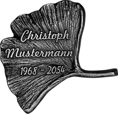 Ginkgo-blad 10 x 9 cm links/rechts mit Name und Jahreszahlen Schriftart:Fre - Afbeelding 8
